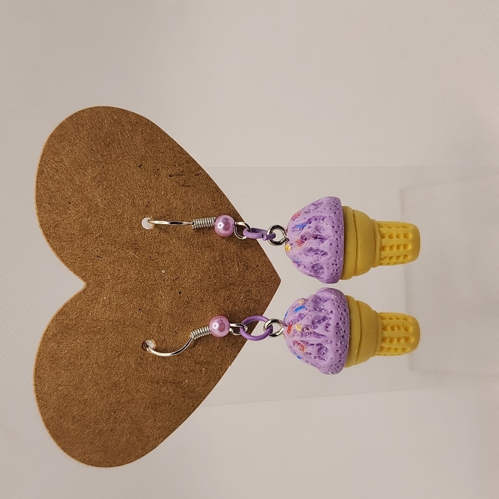 Purple ice cream cone Earrings